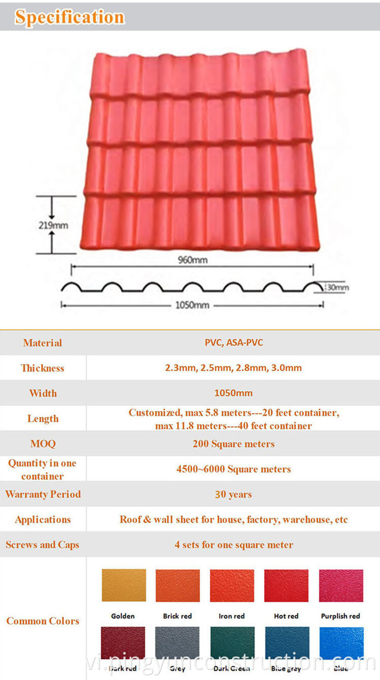 spansih synthetic resin roof tile